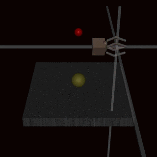 A robot hand positioning itself between the camera and the ball instead of actually grasping it